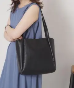 三層トートバッグ　黒　A4のサムネイル