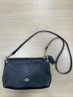 COACH ブラック レザー ショルダーバッグ