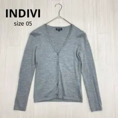 ◆ INDIVI インディヴィ ウール Vネック ニット カーディガン 05