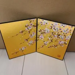 （漆器インテリア）アートスタンド 桜 二曲屏風