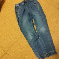 デニム　裾絞り　テーパード　男の子　ジョガーパンツ　ブルー　ゴム　150cm