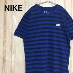 NIKE F.C. Tシャツ ボーダー ストライプ ワンポイントロゴ ネイビー