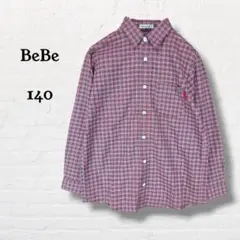 BeBe べべ☆チェックシャツ 長袖 赤 キッズ【140】カジュアル