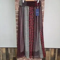 Ladylike　レディライク　スカート　ブラック×レッド　ロング　シフォン　M