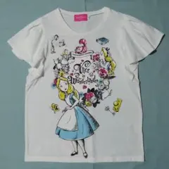 アリス・イン・ワンダーランド半袖TシャツМ[白・バックプリントあり]