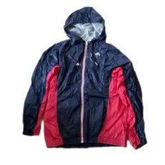 アディダスナイロンジャケット ネイビー/レッド