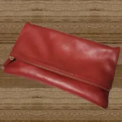 Beau're レザー 赤 2wayクラッチバッグ ☆ショルダー付き