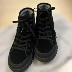 スケッチャーズ ハイカット スエード 厚底スニーカー ブラック 24cm