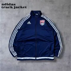 古着トラックジャケットadidasアディダスジャージ紺ネイビー短丈ストリートM