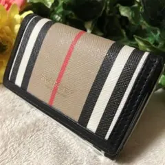 BURBERRY バーバリー　アイコンストライプ　三つ折り財布　コンパクト財布