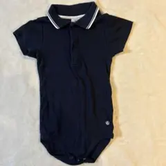 PETIT BATEAU ネイビー ポロシャツ風 ロンパース 18m/81cm