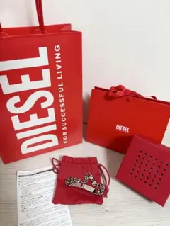 【美品】DIESEL ディーゼル チェーンブレスレット ロゴ シルバー保存袋付き