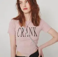 CRANK ロゴプリント コルセット風 半袖Tシャツ ピンクのサムネイル