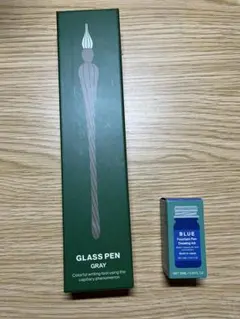 グレー ガラスペンとブルーインクセット