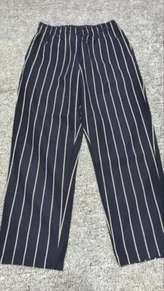 GU ジーユー シェフパンツ ネイビー ストライプ M