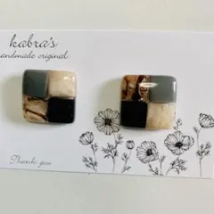 市松柄スクエアデザインピアスorイヤリング♡