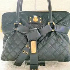 MARC JACOBS キルティング レザートート 黒 リボン ゴールド金具A4