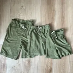 3兄弟お揃いパイル地 ハーフパンツ 3点セット カーキ