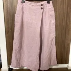 ガウチョパンツ 綿100% フェリシモ リブインコンフォート　紫ピンク