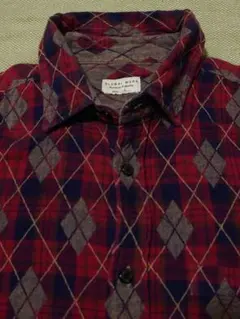 極暖 グローバルワーク L 赤系チェック柄 ネルシャツ