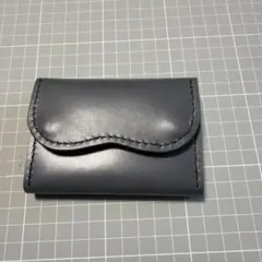 グレー レザー ミニ財布 スナップボタン式