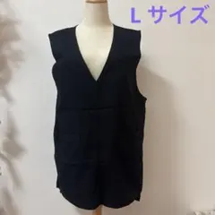 トップス　ベスト　L 春秋　ブラック　くろ