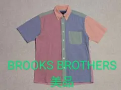 美品 ブルックスブラザーズ マルチカラー 半袖BDシャツ クレイジー柄 米国古着