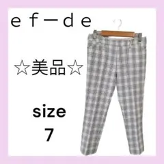 ☆美品☆ef-de エフデ 白黒チェック柄　クロップドパンツ　7分丈　サイズ7のサムネイル