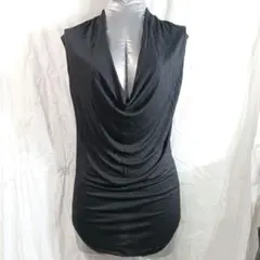 ZARA　W&B　黒 ノースリーブ チュニック ドレープ　S　透け感　ザラ