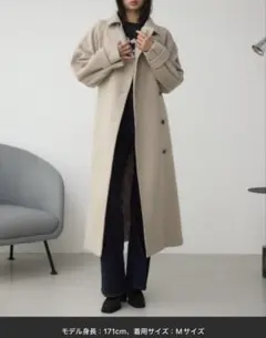 ベージュ ベルト付き ロングコート Mサイズ