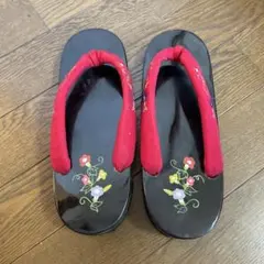 花柄刺繍付き木製下駄 Lサイズ