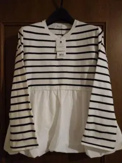 【新品未使用タグ付】opaque clip 　春ボーダーペプラムニット