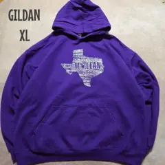 GILDAN パーカー XL 紫 ビッグロゴ 古着 ゆるだぼ USA ストリート