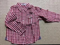 DOUBLE.B 赤・白チェック 長袖シャツ 90