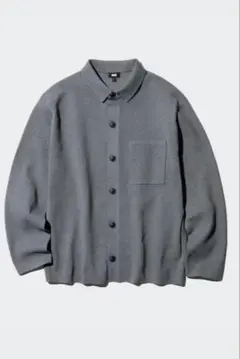 UNIQLO ミラノリブシャツカーディガン M グレイ