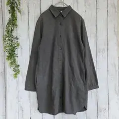 無印良品　シャツワンピース　長袖　Ｓ　コットン100%　グレー　良品計画　薄手