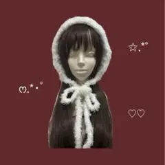 ハンドメイド ボンネット バラクラバ モコモコ 編み物