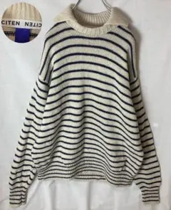 CITENユナイテッドアローズ襟付きホワイトネイビーボーダーニット ビッグサイズ