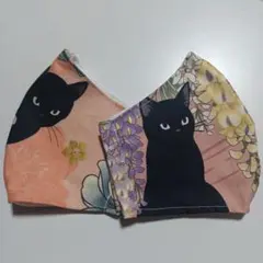 女性サイズ藤牡丹猫ハンドメイドマスク