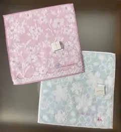 ローラアシュレイ　花柄 タオルハンカチ　2枚セット　新品タグ付　ハンドタオル