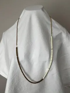 未使用 アンティーク調ロングネックレス/アシンメトリー ビーズ＆チューブ