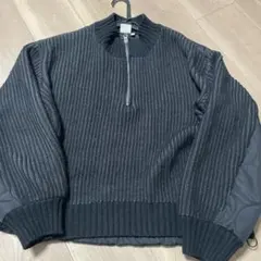 ニコアンド　バックキルトジップニットプルオーバー