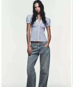 Zara トップス　シャツ　ブルー　Sサイズのサムネイル