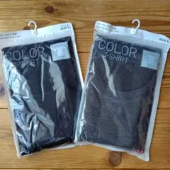 ユニクロ カラークルーネックT(半袖) 2枚 Tシャツ メンズL 黒ダークグレー