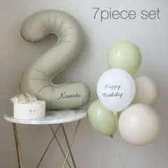 バルーン　ナンバーバルーン 誕生日　風船 2歳 数字バルーン 7点セット 名前