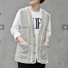 B.C STOCK SIMPLICITE 前開きツイードベスト ジレ Fサイズ