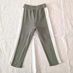 ライン入り オリーブグリーン 細身パンツ 120cm