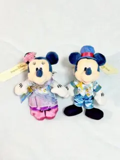 ファンタジースプリングスホテル　ミッキーミニー　ぬいぐるみバッジ　ディズニーシー