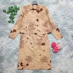 美品✨【クリスチャンオジャール】花柄 スカートセットアップ (11) ベージュ