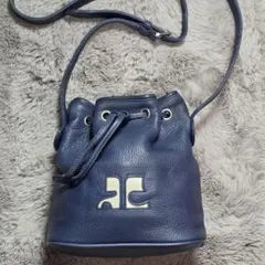 courrèges クレージュ　バケットバッグ　巾着　ショルダーバッグ　ネイビーのサムネイル